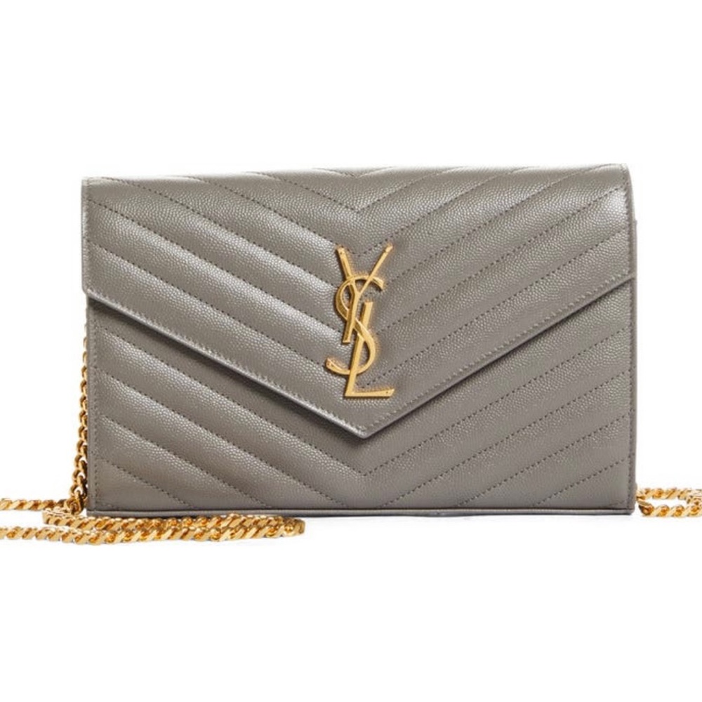 Saint Laurent YSL Monogram Matelassé Wallet on Chain
